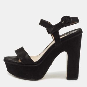 Paul Andrew Size 36 Black Suede Ankle Strap Sandals